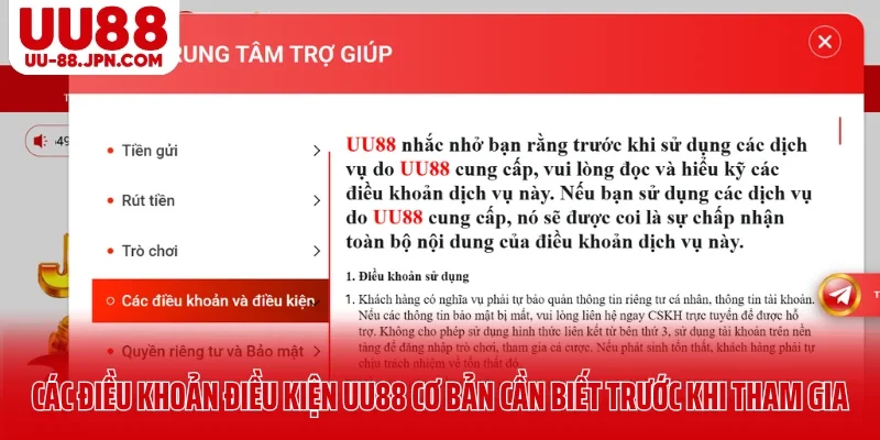 Các điều khoản điều kiện UU88 cơ bản cần biết trước khi tham gia Các điều khoản điều kiện UU88 cơ bản cần biết trước khi tham gia