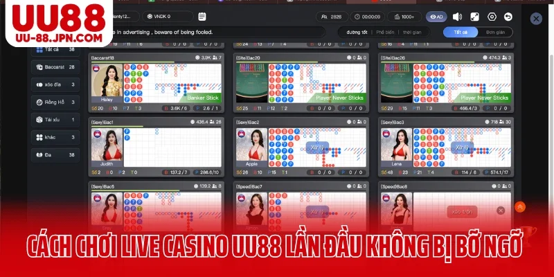 Cách chơi live casino UU88 lần đầu không bị bỡ ngỡ Cách chơi live casino UU88 lần đầu không bị bỡ ngỡ