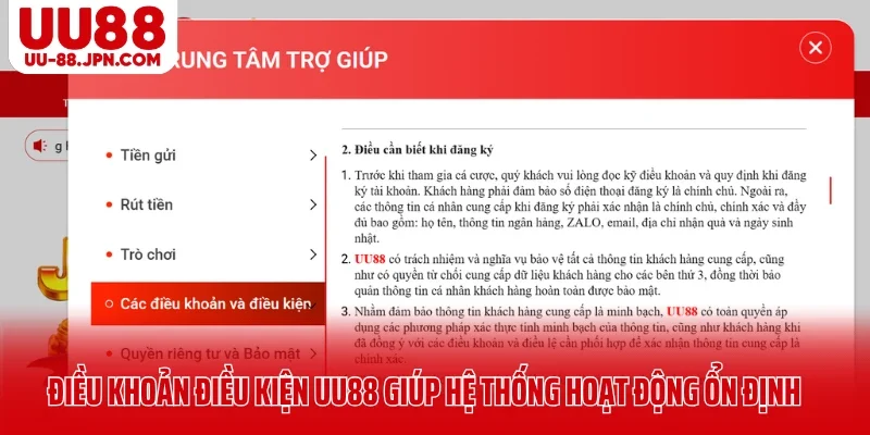 Điều khoản điều kiện UU88 giúp hệ thống hoạt động ổn định Điều khoản điều kiện UU88 giúp hệ thống hoạt động ổn định
